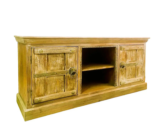 Credenza etnica porta tv in legno massiccio e ante riciclate