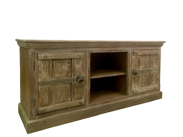 Credenza etnica porta tv in legno massiccio e ante riciclate