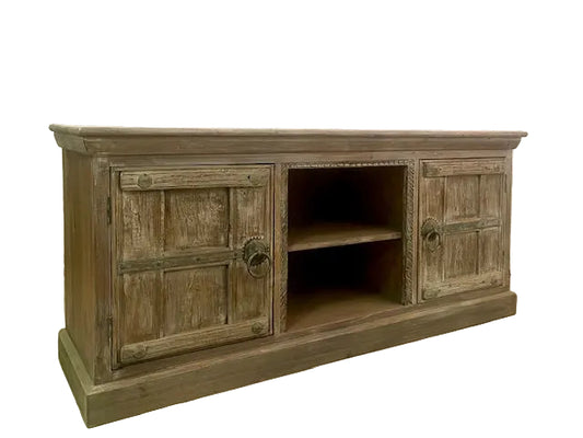 Credenza etnica porta tv in legno massiccio e ante riciclate