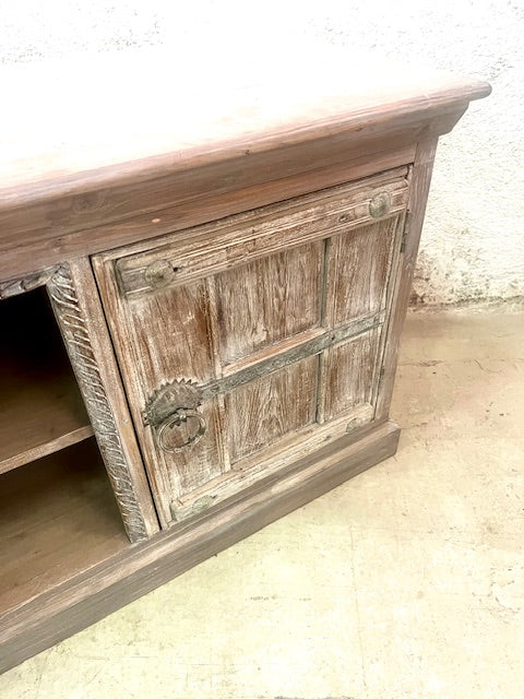 credenza indiana in legno massiccio 2 ante dettaglio anta in teak