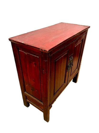 Credenza cinese antica in legno di cipresso maniglie in ottone fianco
