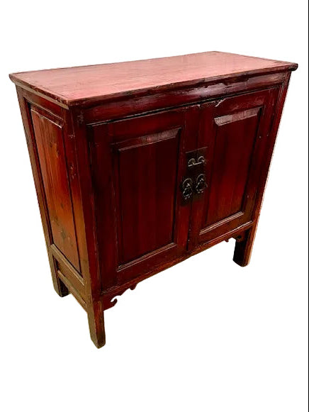 Credenza cinese antica in legno di cipresso maniglie in ottone completa