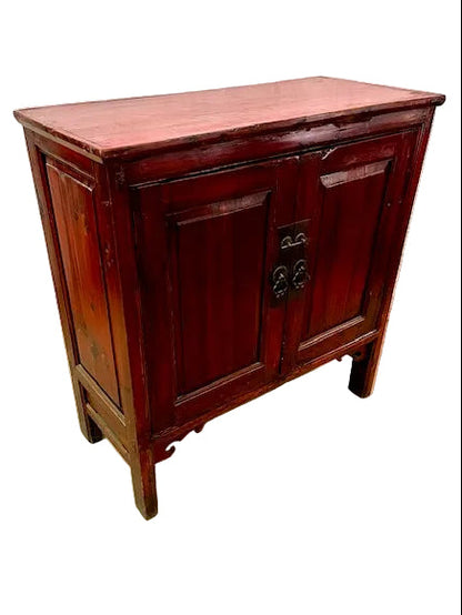 Credenza cinese antica in legno di cipresso maniglie in ottone completa