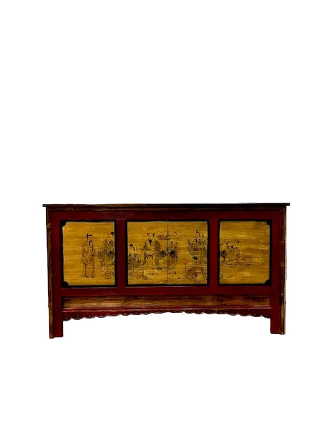 Credenza cinese originale dipinta in legno massiccio frontale