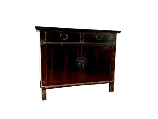 credenza cinese originale legno di cipresso dipinto in lacca vista frontale