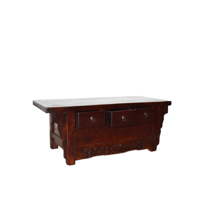 Antico Mobiletto altare cinese Shanxi in legno massello di Cipresso 3 cassetti