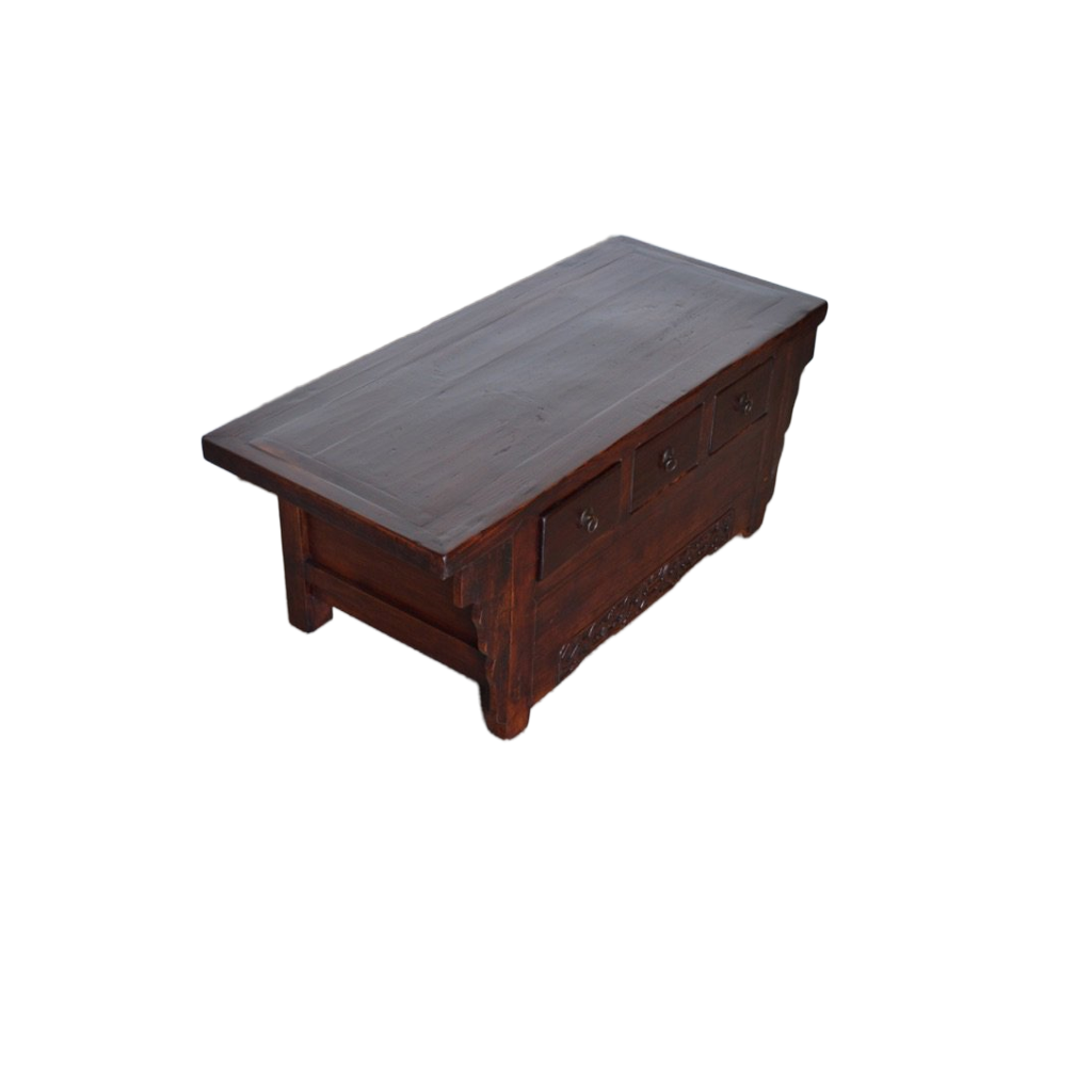 Antico Mobiletto altare cinese Shanxi in legno massello di Cipresso 3 cassetti