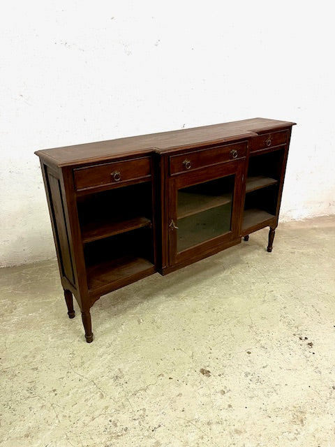 Vetrina console coloniale in teak, piano superiore
