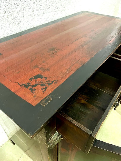 credenza cina particolare topo laccato con dipinto su cipresso