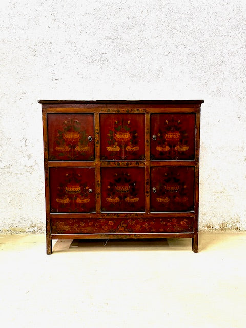 Mobile tibetano originale in legno massiccio dipinto in lacca