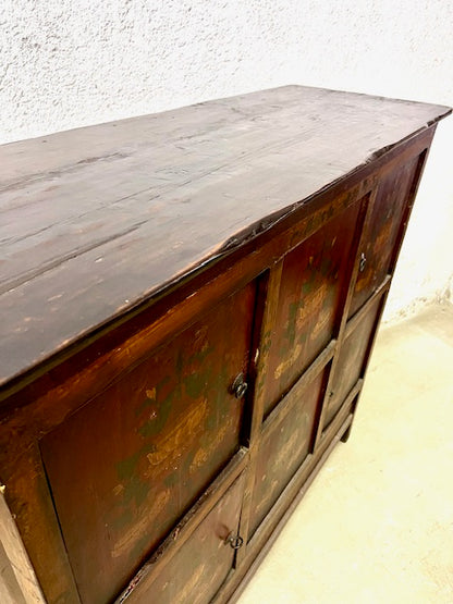 Mobile tibetano originale in legno massiccio dipinto in lacca