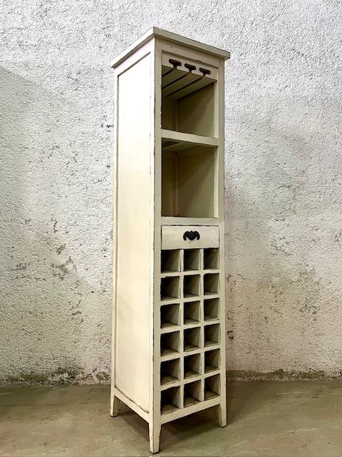 Mobile portabottiglie e bicchieri in legno massiccio Shabby chic