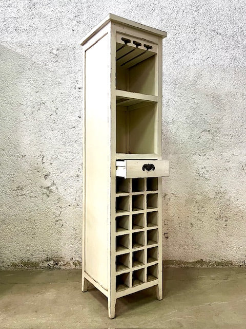 Mobile portabottiglie e bicchieri in legno massiccio Shabby chic