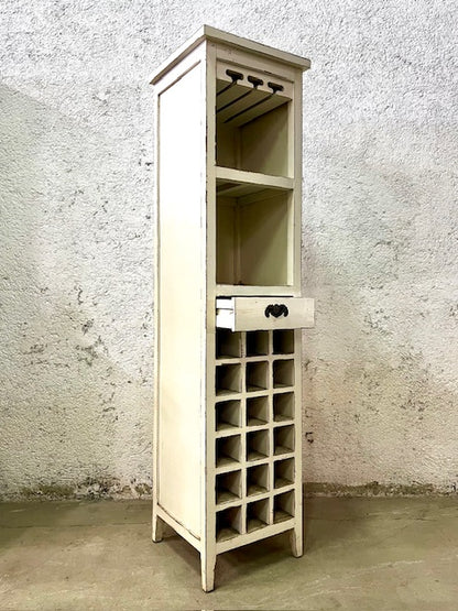 Mobile portabottiglie e bicchieri in legno massiccio Shabby chic