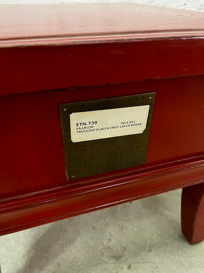 Tavolino cinese in legno laccato con cassetto decorazione ottone
