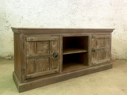 Credenza porta tv etnica India con vecchie ante in Teak