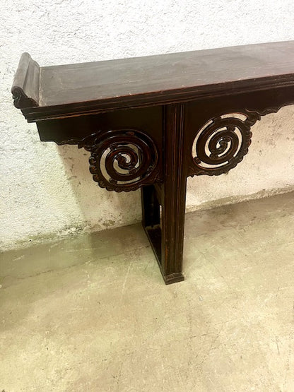 Consolle cinese antica in legno di Olmo laccato