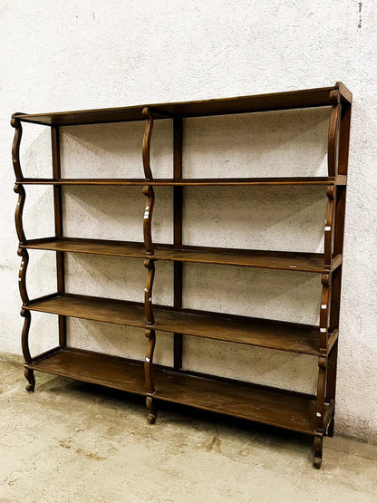Libreria coloniale indiana originale in Teak biondo pezzo unico