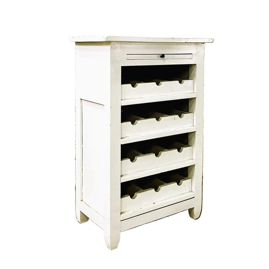 Porta bottiglie in legno massiccio shabby chic dettaglio fianco