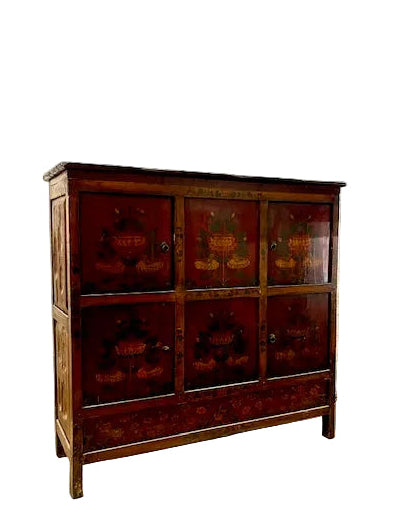 Mobile tibetano originale in legno massiccio dipinto in lacca completa
