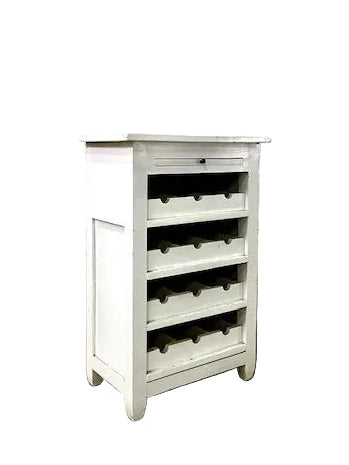 Porta bottiglie in legno massiccio shabby chic completo