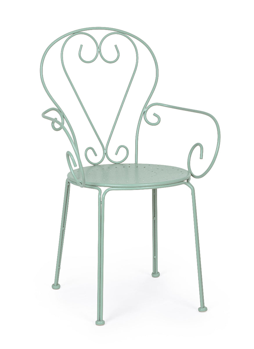 Sedie poltroncine da esterno liberty in ferro battuto verniciato, 7 colori - SET DI 4 - lapagoda.net
