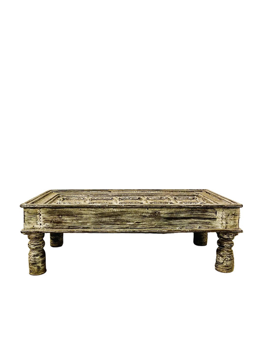 Tavolino indiano vecchia porta shabby chic frontale