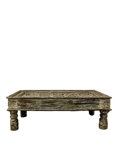 Tavolino indiano vecchia porta shabby chic frontale
