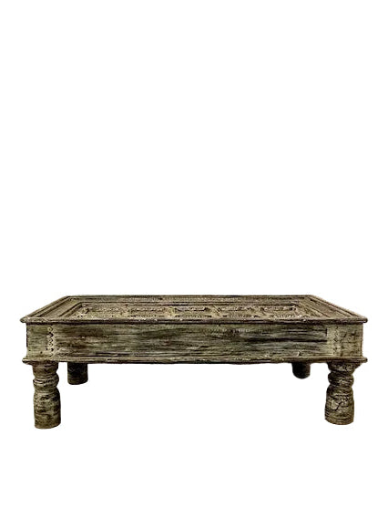 Tavolino indiano vecchia porta shabby chic frontale