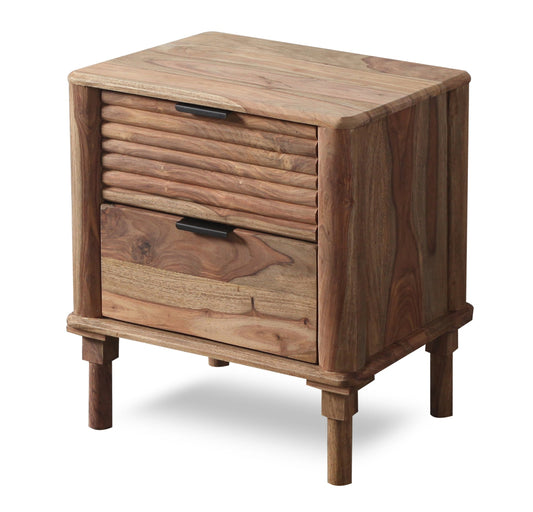 Comodino in legno massiccio naturale 2 cassetti abbinato letto testata alta