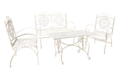 Completo da giardino in ferro battuto verde rame set 4 pezzi