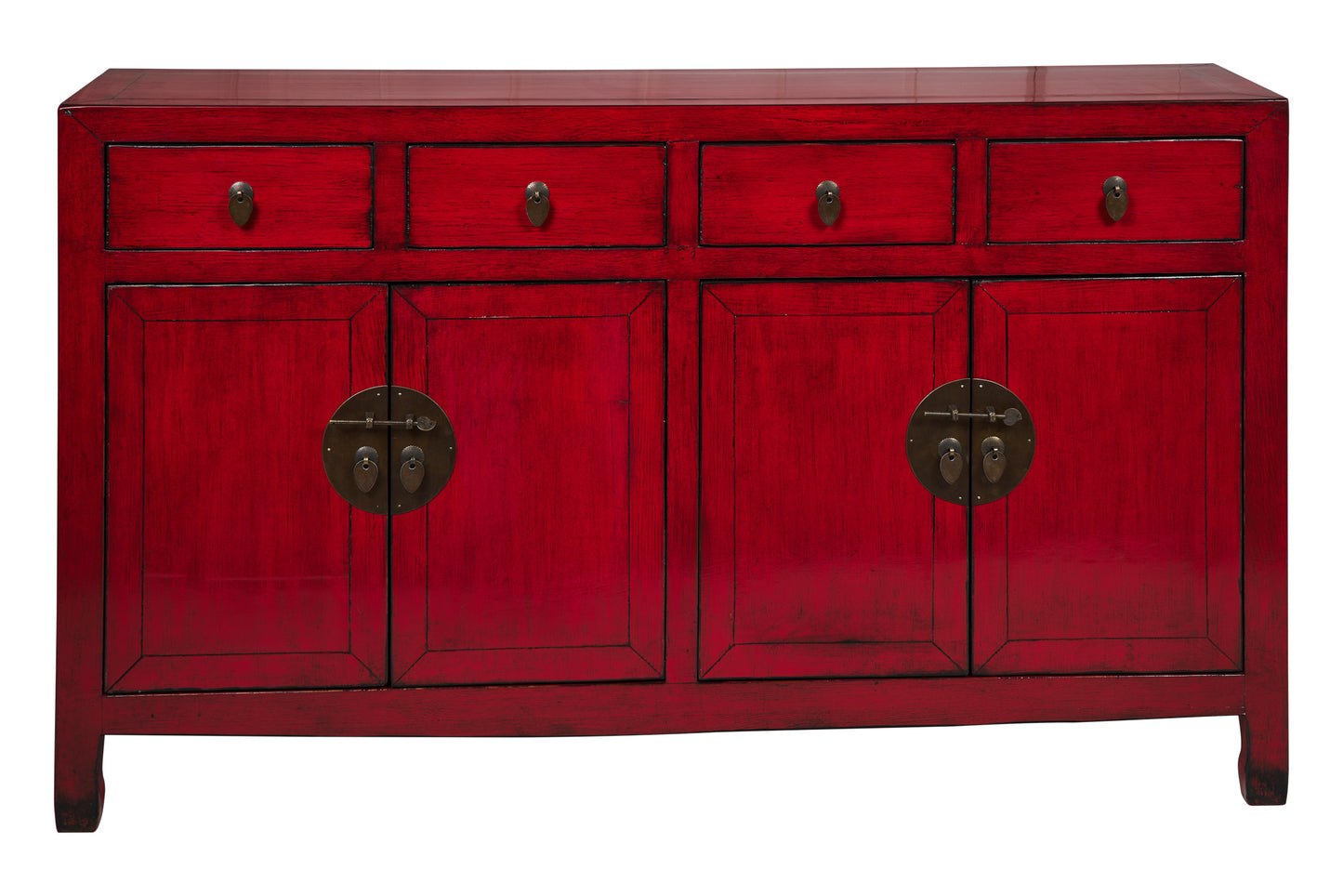 Credenza stile cinese 4 ante 4 cassetti in legno massiccio