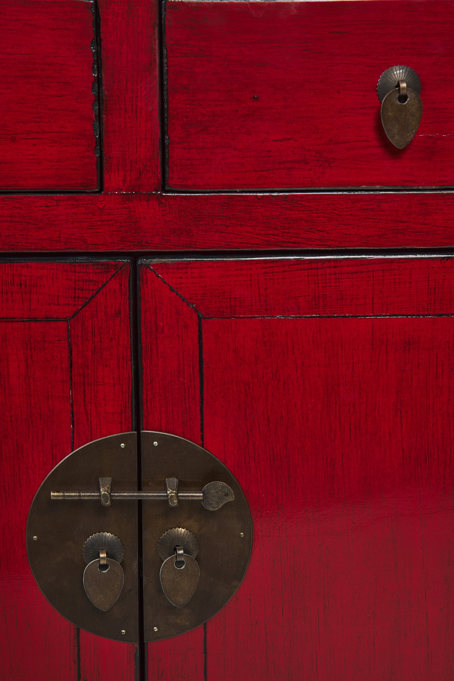 Credenza stile cinese 4 ante 4 cassetti in legno massiccio