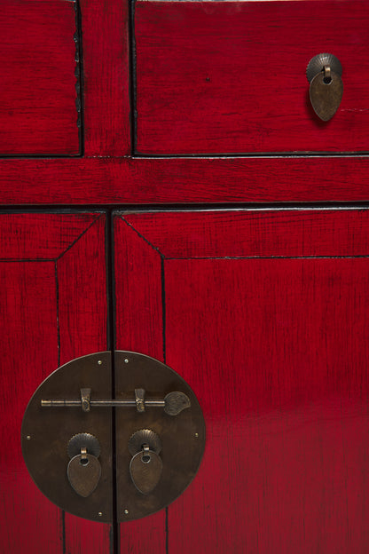 Credenza stile cinese 4 ante 4 cassetti in legno massiccio