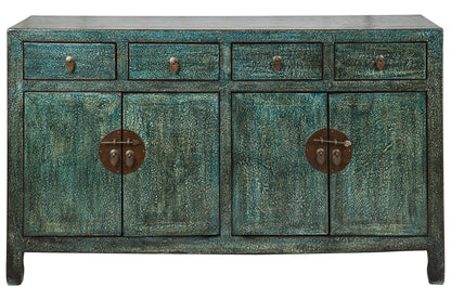 Credenza stile cinese 4 ante 4 cassetti in legno massiccio