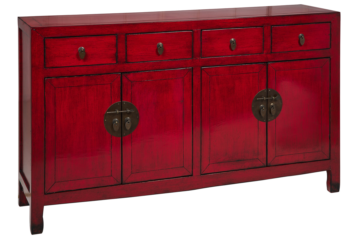 Credenza stile cinese 4 ante 4 cassetti in legno massiccio
