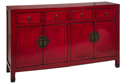 Credenza stile cinese 4 ante 4 cassetti in legno massiccio