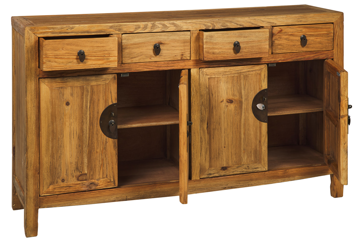 Credenza stile cinese 4 ante 4 cassetti in legno massiccio