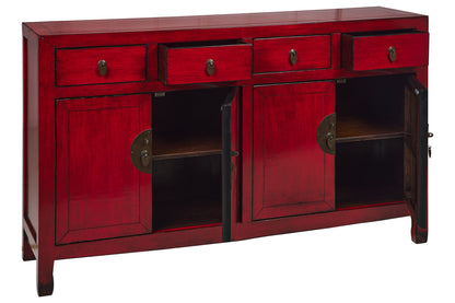 Credenza stile cinese 4 ante 4 cassetti in legno massiccio