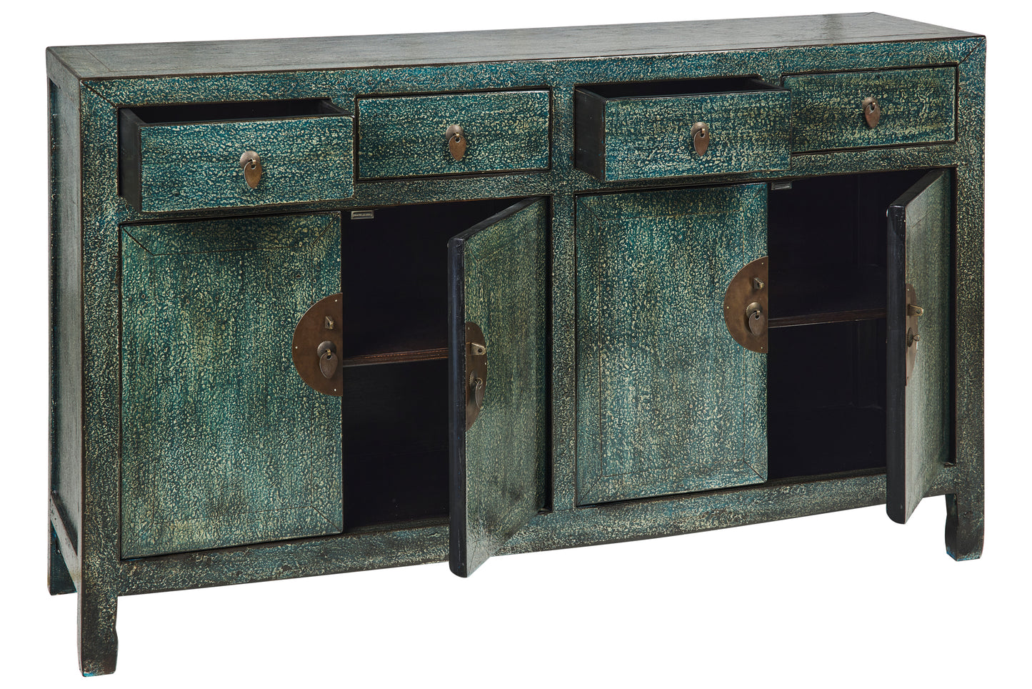 Credenza stile cinese 4 ante 4 cassetti in legno massiccio