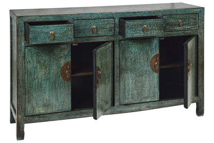Credenza stile cinese 4 ante 4 cassetti in legno massiccio