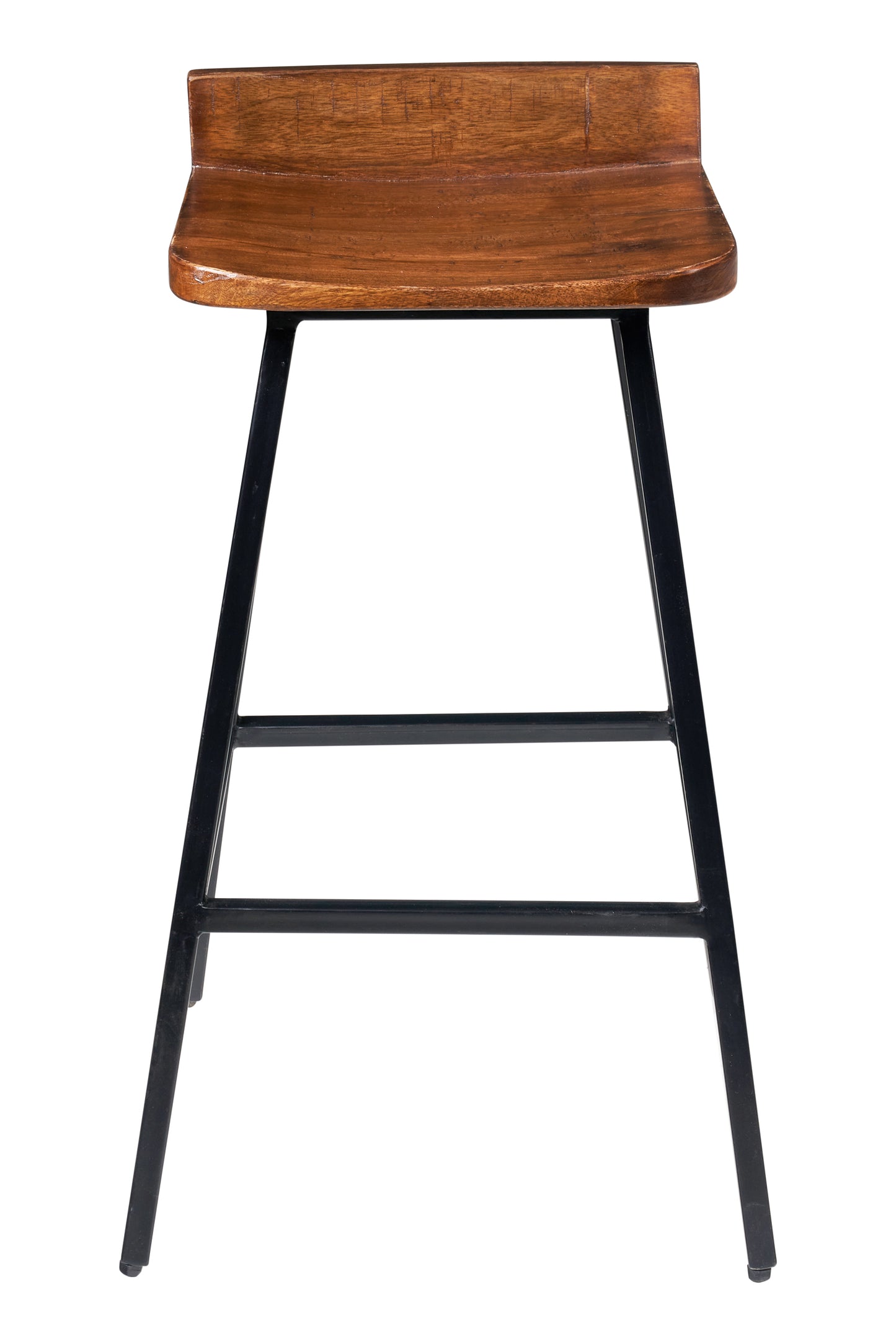 Sgabello industrial struttura ferro e seduta in legno massiccio