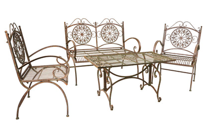 Completo da giardino in ferro battuto verde rame set 4 pezzi