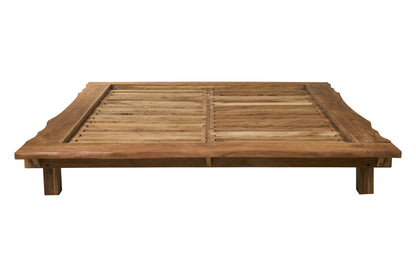 Letto etnico in legno massiccio naturale bordo vivo