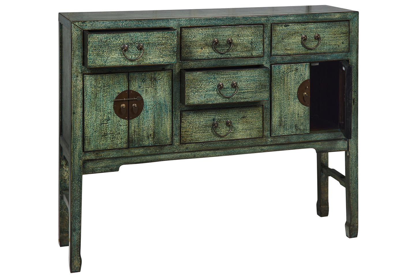 Mobile consolle stile cinese 4 ante 4 cassetti legno massiccio