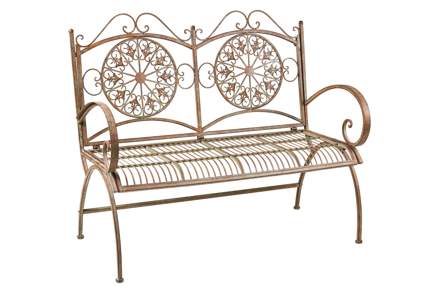 Completo da giardino in ferro battuto verde rame set 4 pezzi