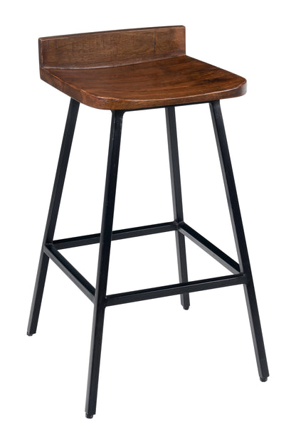 Sgabello industrial struttura ferro e seduta in legno massiccio