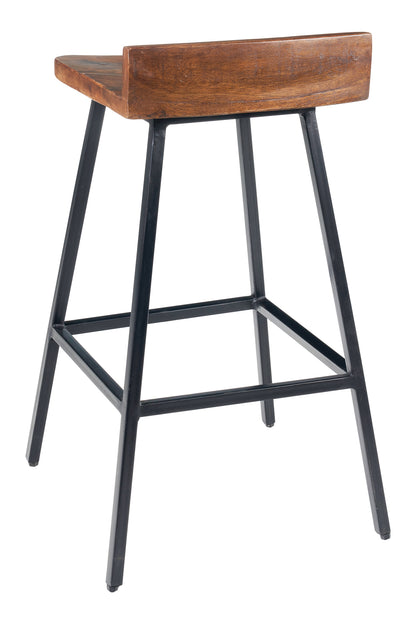 Sgabello industrial struttura ferro e seduta in legno massiccio