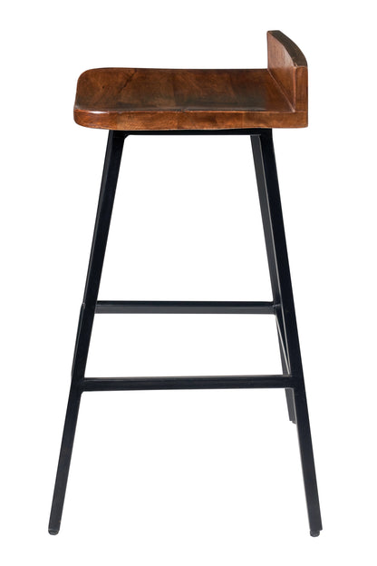 Sgabello industrial struttura ferro e seduta in legno massiccio