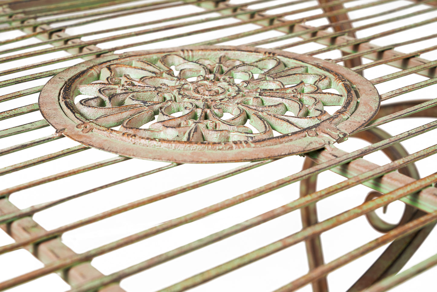 Completo da giardino in ferro battuto verde rame set 4 pezzi